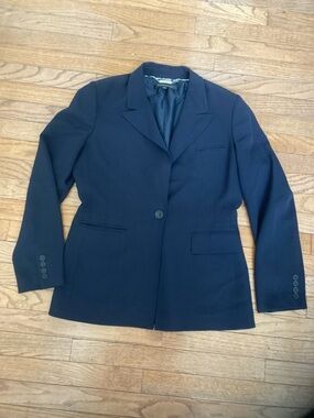 Anne Klein Navy Single-Button Tailored Blazer